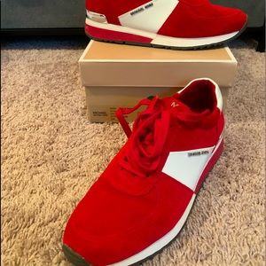Like New Condition Michael Kors Red Suede Sneakers